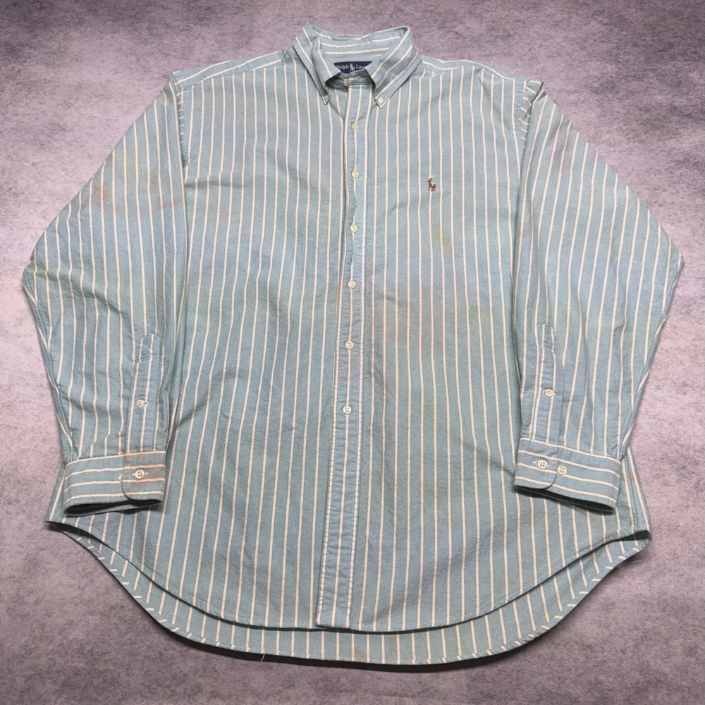 FLAWED Vintage Ralph Lauren Yarmouth Striped Oxford Shirt 17.5 36/37 XL